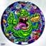 Tribute illustration of Slimer, StayPuft Marshmallow Man, and other ghosts from the Ghostbusters cartoon printed on a Disc Golf Disc