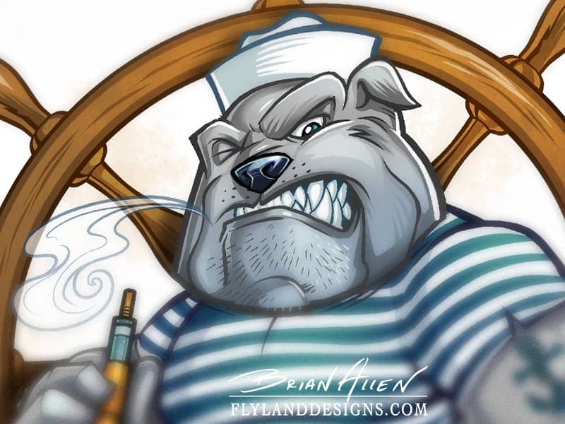 Logo design of a sailor bulldog using a vaping device