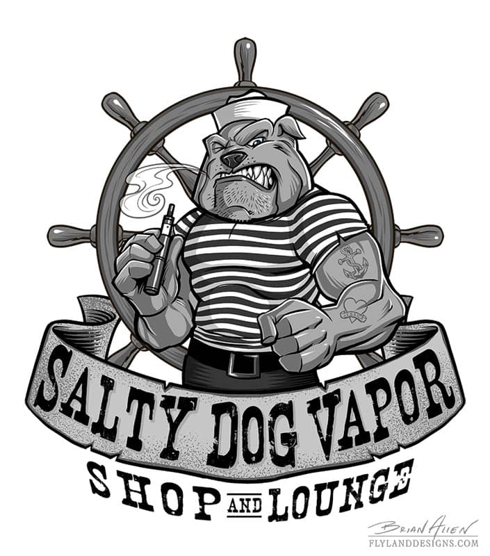 Logo design of a sailor bulldog using a vaping device