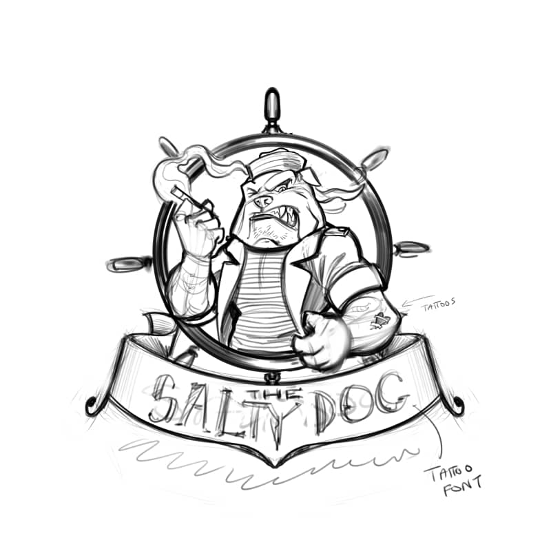 Logo design of a sailor bulldog using a vaping device