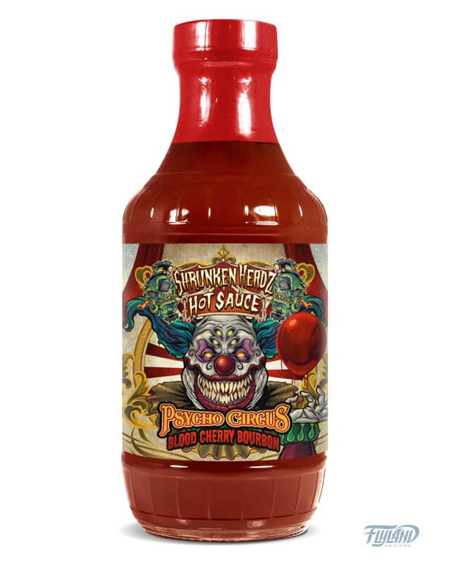 Shrunken Headz Hot Sauce hired me to illustrate the logo for their company, two labels, and even design a 3D plastic topper for all their bottles.