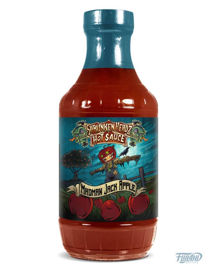 Shrunken Headz Hot Sauce hired me to illustrate the logo for their company, two labels, and even design a 3D plastic topper for all their bottles.
