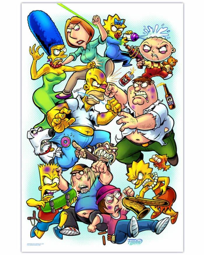 Family Guy Vs Simpsons 11x17 Art Print