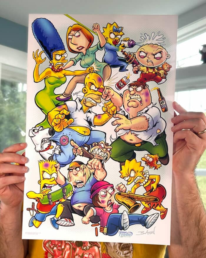 Family Guy Vs Simpsons 11x17 Art Print - Image 2