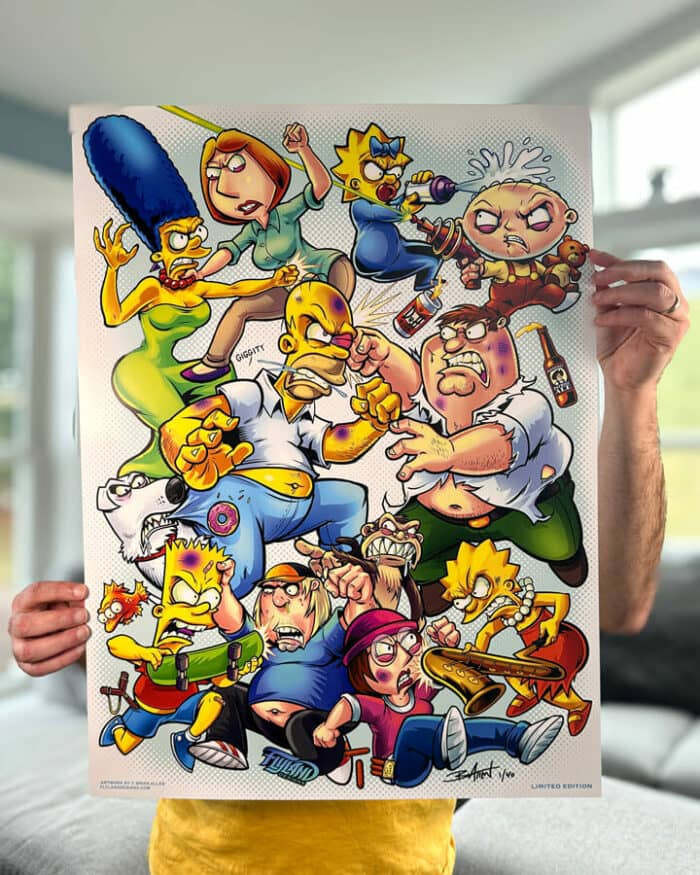 Family Guy Vs Simpsons Tribute 18"x24" Limited Edition - Image 3