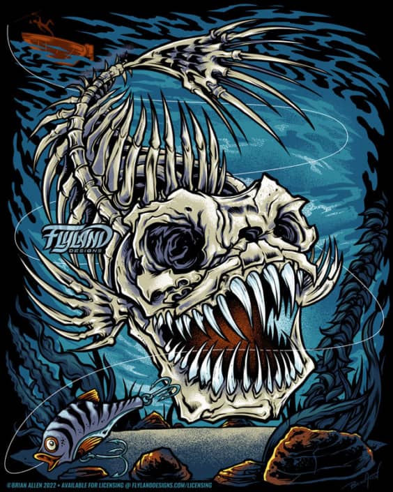 Scary Skeleton Fish Monster Artw