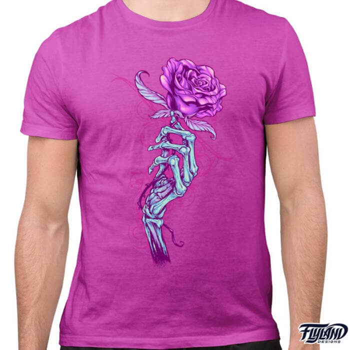 Skeleton Hand with Rose T-Shirt Artwork by Brian Allen