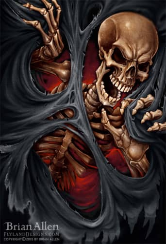 Illustration of evil skeleton ri