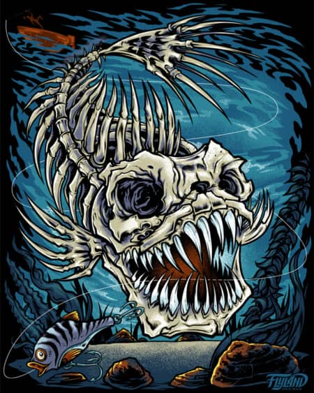 Scary Skeleton Fish Monster  Artwork by Artist Brian Allen of FlyLandDesigns.com