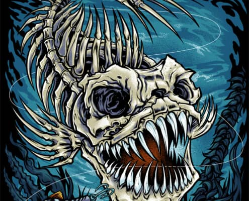 Scary Skeleton Fish Monster  Artwork by Artist Brian Allen of FlyLandDesigns.com