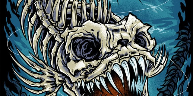 Scary Skeleton Fish Monster  Artwork by Artist Brian Allen of FlyLandDesigns.com