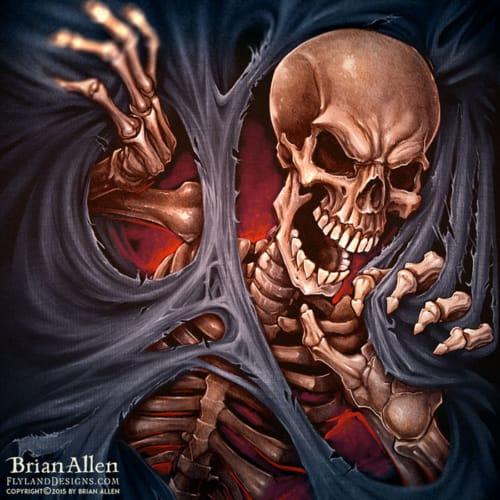 Illustration of evil skeleton ri