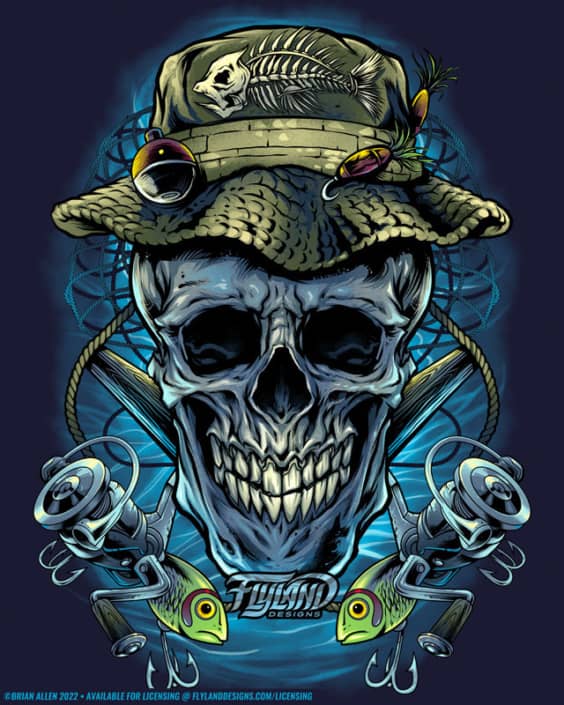 Fishing Skull Design Fish Fishin