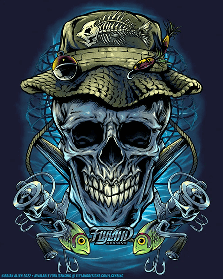 Skull with fisherman hat