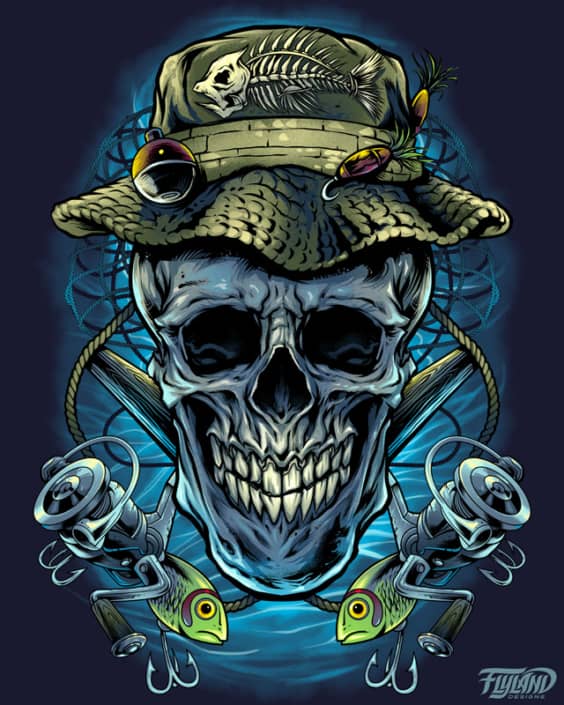 Fishing Skull Design Fish Fishin