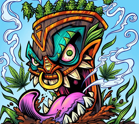 Cannabis Smoking Tiki Head