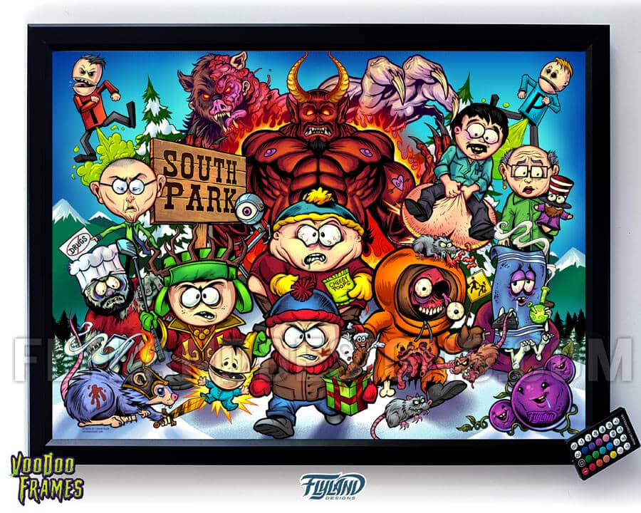 My Custom Illustration of the South Park characters in a LED Voodoo frame