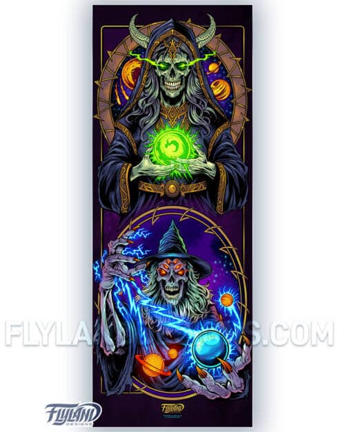 Space Wizard and Sorceress Vertical Vinyl Banner with Grommets artwork by Brian Allen