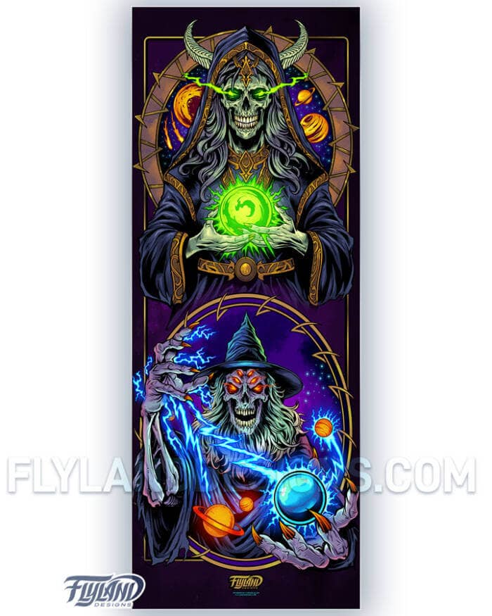 Space Wizard and Sorceress Vertical Vinyl Banner with Grommets artwork by Brian Allen