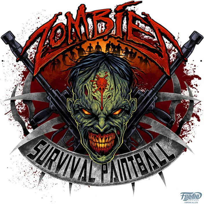 Logo design I created for a paintball course in New York called Zombie Survival Paintball. This is a really cool twist on paintball. The course is actually set up with waves of attacking zombies that you have to shoot down to survive. The client hired m