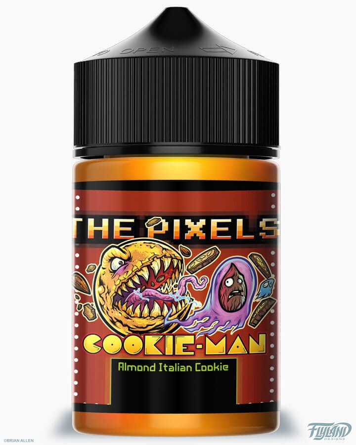 Illustrations and packaging design we created for The Pixels, an eJuice line inspired by classic games like Mario, Pac-Man, Minecraft, Tomb Raider, and more.
The client asked me to create parody mash-up illustrations of some of the most iconic video game c