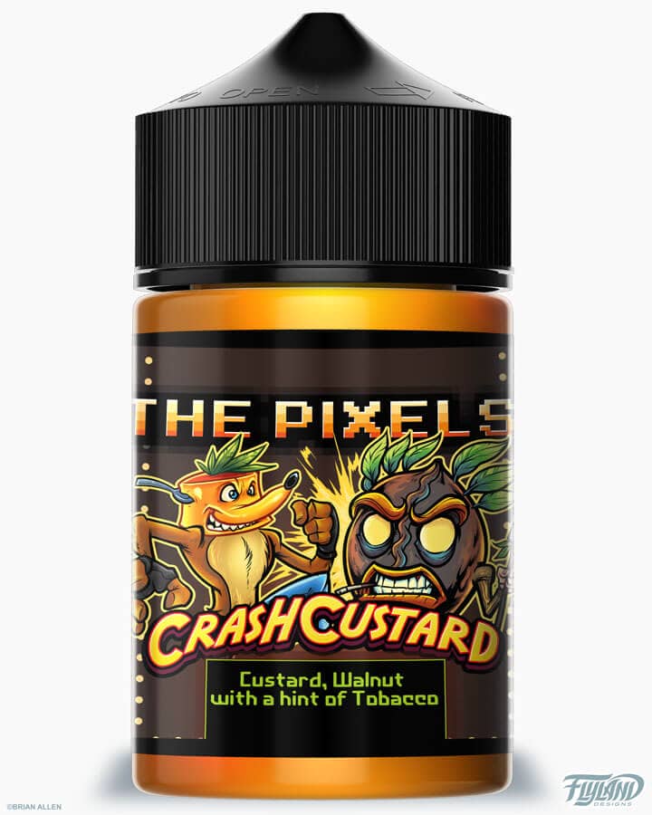Illustrations and packaging design we created for The Pixels, an eJuice line inspired by classic games like Mario, Pac-Man, Minecraft, Tomb Raider, and more.
The client asked me to create parody mash-up illustrations of some of the most iconic video game c