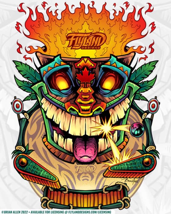 Tiki Pinball On Fire Artwork by