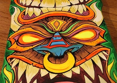 Hand-painted Tiki Skateboard Dec