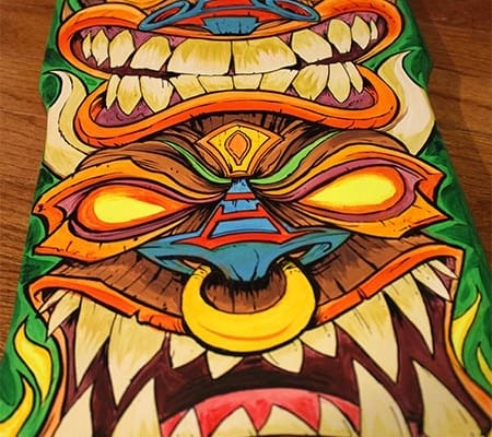 Hand-painted Tiki Skateboard Dec