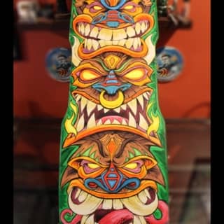 Hand-painted Tiki Skateboard Dec