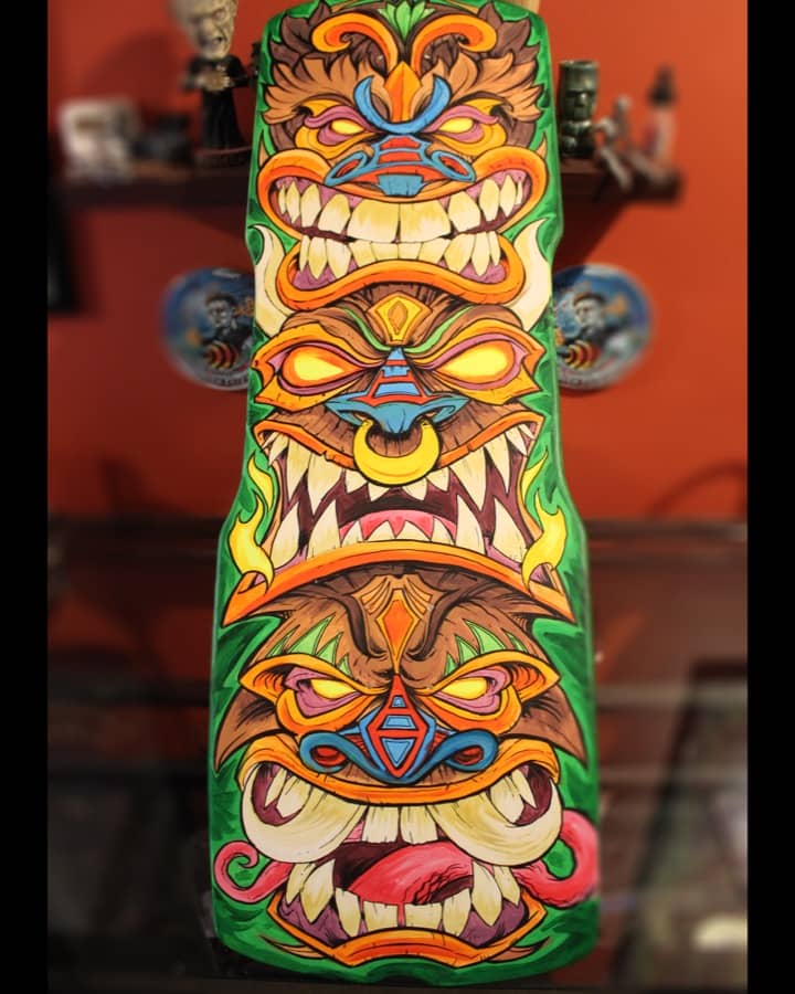 Hand-painted Tiki Skateboard Dec