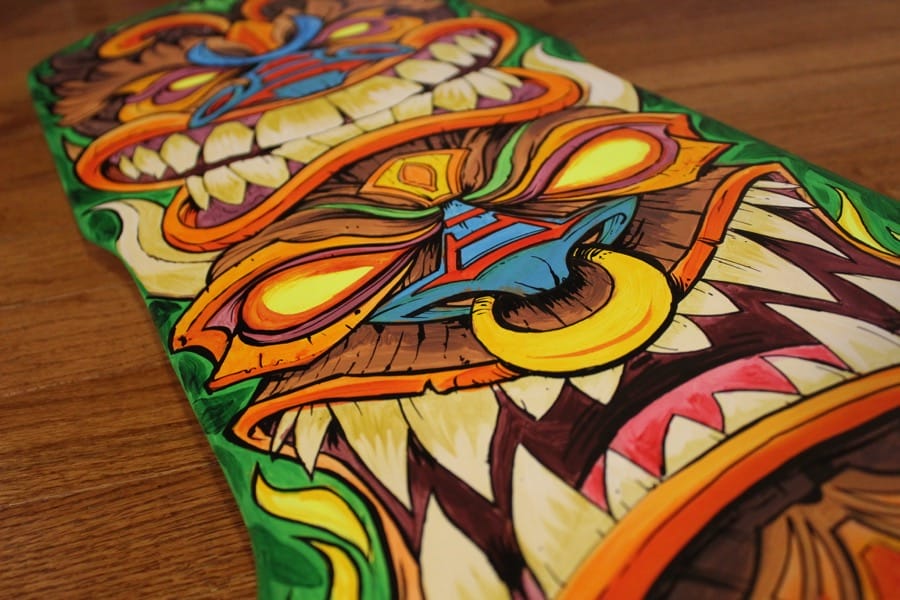 Hand-painted Tiki Skateboard Dec