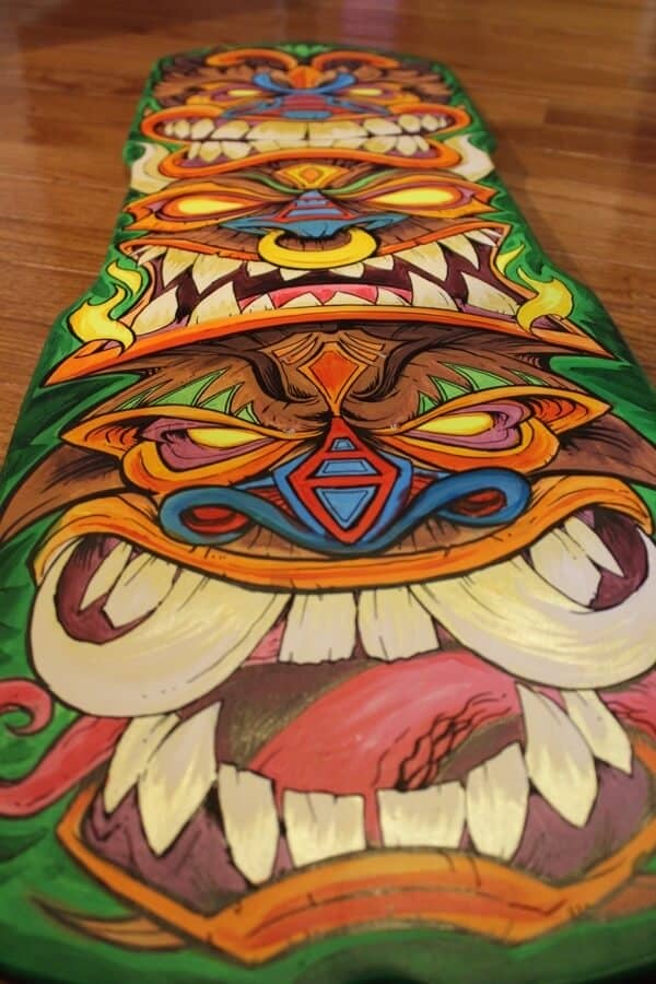 Hand-painted Tiki Skateboard Dec