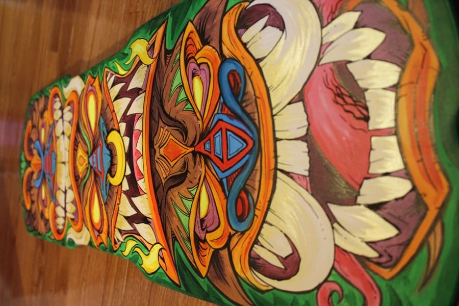 Hand-painted Tiki Skateboard Dec