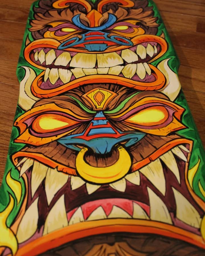 Hand-painted Tiki Skateboard Dec