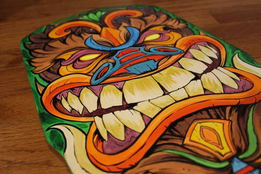 Hand-painted Tiki Skateboard Dec