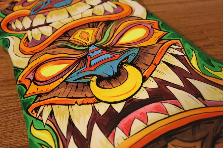 Hand-painted Tiki Skateboard Dec