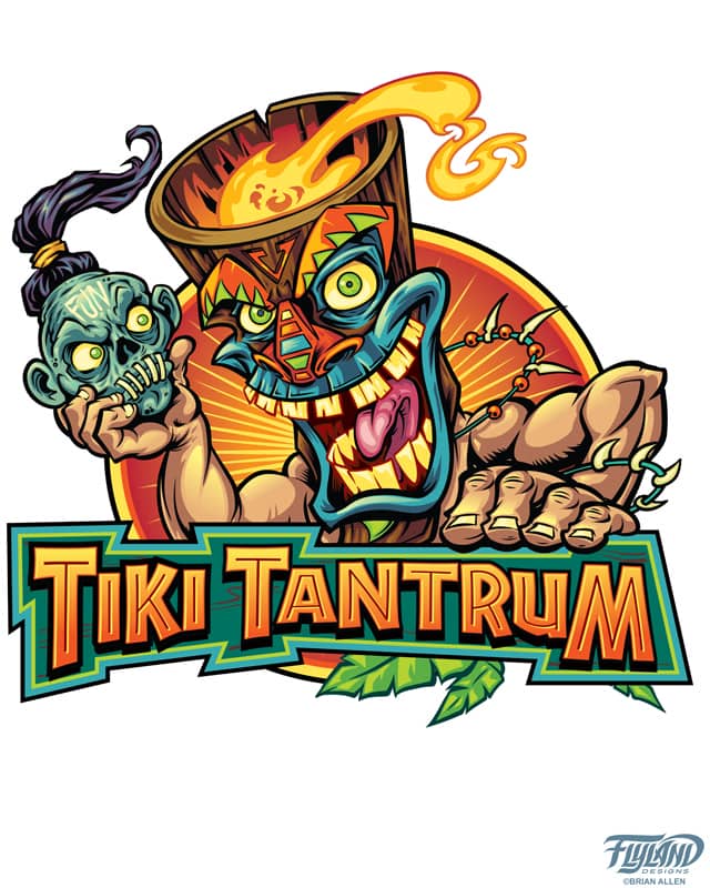 Logo for a gaming company called Tiki Tantrum I created of a tiki chief holding a shrunken head.