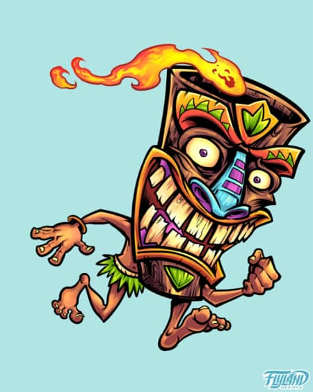 Running smiling Tiki head mascot