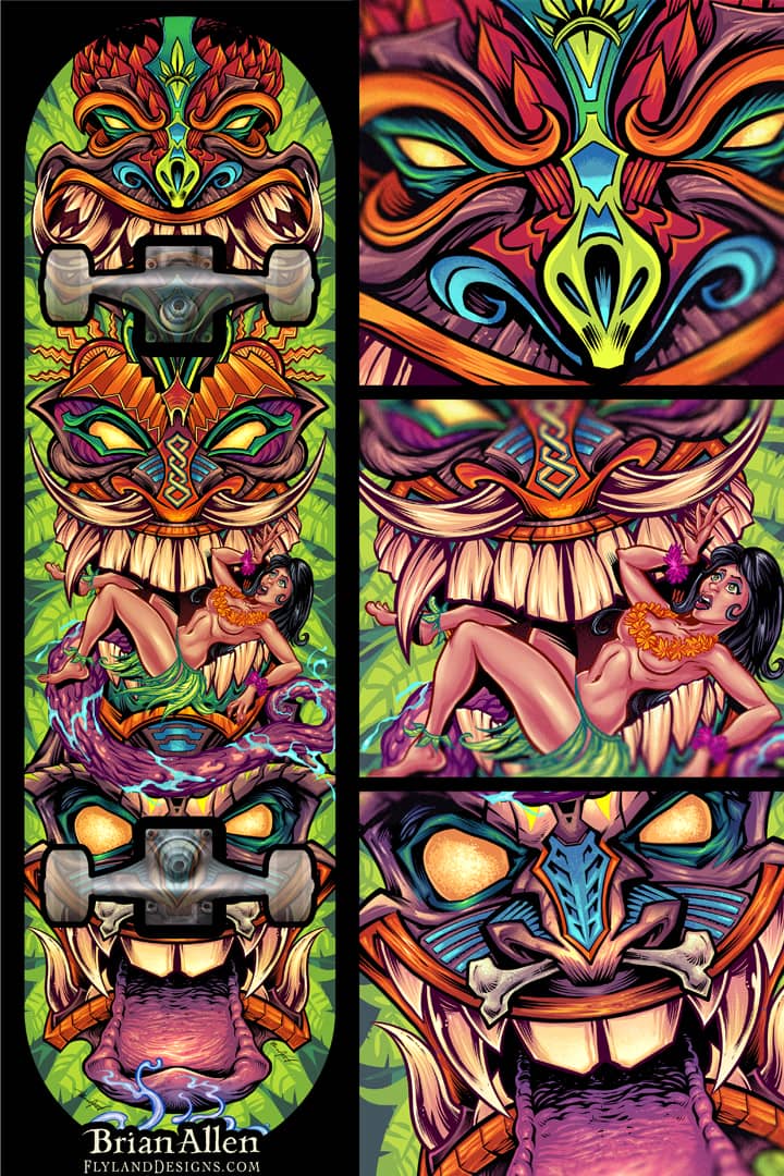 illustration of a tiki totem wit