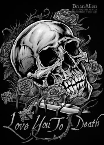 t-shirt design of a skull and da