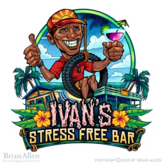 Beach bar logo with caricature o