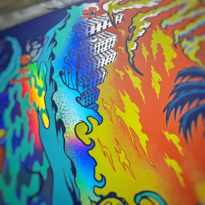 Illustration of undersea monster drawn for Umphrey's McGee Summer 2025 Foil Poster