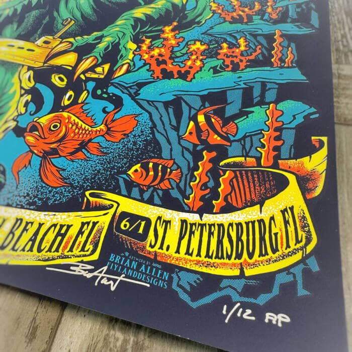Illustration of undersea monster drawn for Umphrey's McGee Summer 2025 Standard Poster