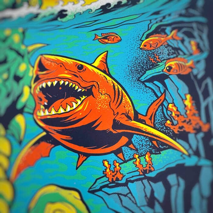 Illustration of undersea monster drawn for Umphrey's McGee Summer 2025 Standard Poster