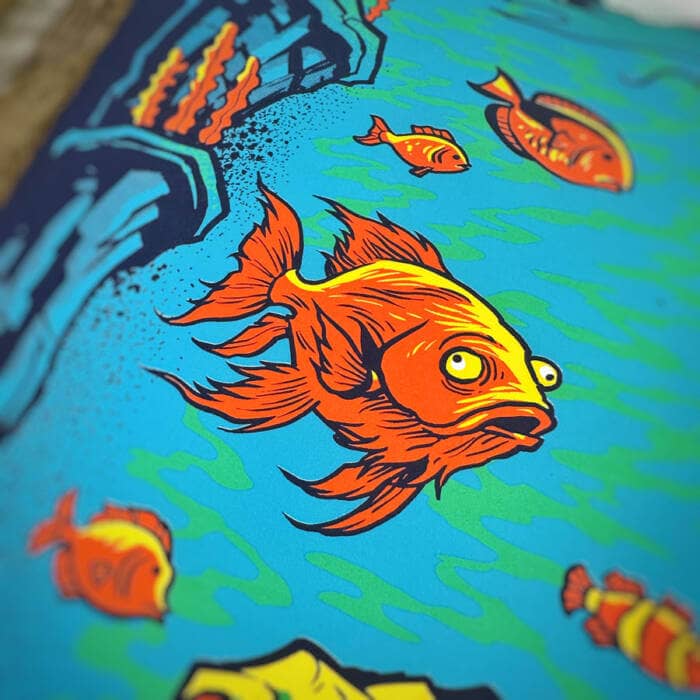 Illustration of undersea monster drawn for Umphrey's McGee Summer 2025 Standard Poster