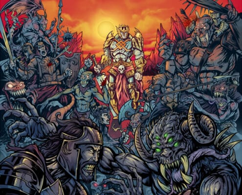 The New York band, The Unbroken hired me to create this insanely detailed illustration of crusaders clashing with a horde of demon soldiers, parting in the middle to show our Unbroken hero in the middle of the fray.