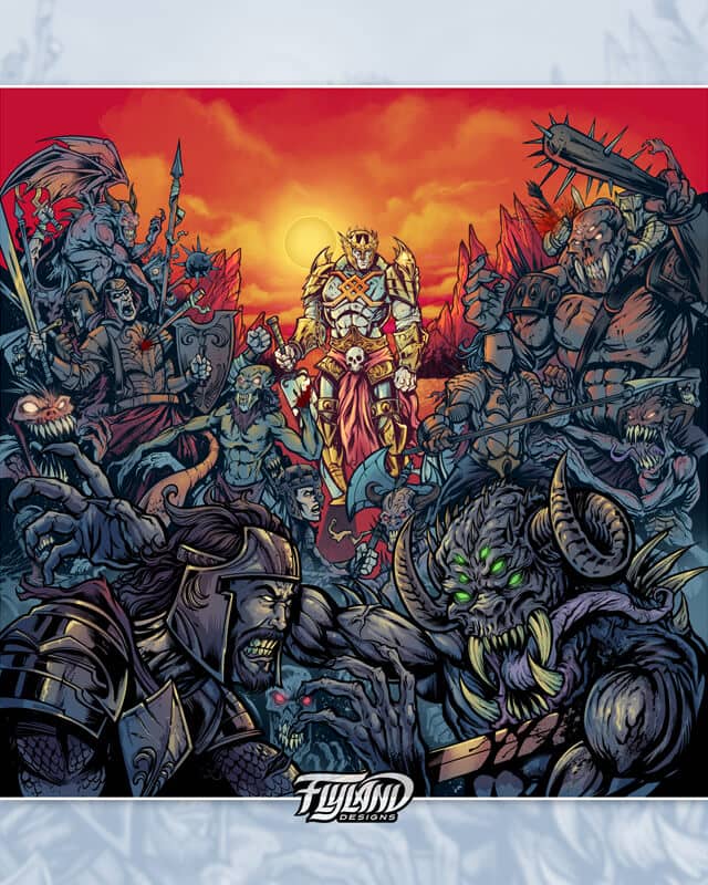 The New York band, The Unbroken hired me to create this insanely detailed illustration of crusaders clashing with a horde of demon soldiers, parting in the middle to show our Unbroken hero in the middle of the fray.