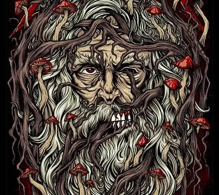 Old man and mushrooms illustration for Metallica