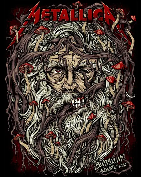 Old man and mushrooms illustration for Metallica